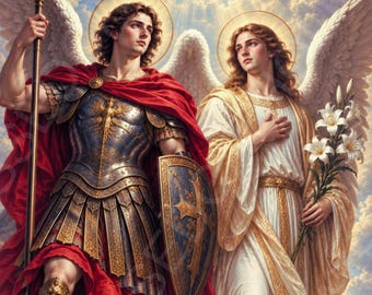 Saint Michael and Gabriel Archangel Catholic Art: Guardian Angel Printable (Digital Download)