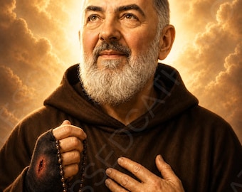 Padre Pio Printable Art: Saint with Stigmata (Digital Download)