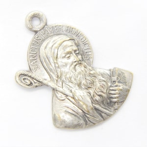 Vintage Saint Benedict Catholic Pendant | Patron Saint Catholic Medals | Patron Saints Jewelry | Catholic Saints Items | Holy Medals 60