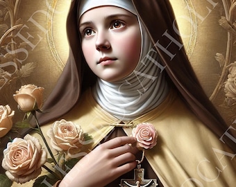 Saint Therese Art: Child of Jesus Printable Artwork (PNG)