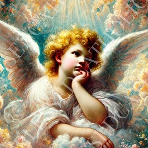 Raphael&#39;s Thinking Angel Image: Vintage Catholic Art (Digital Download)