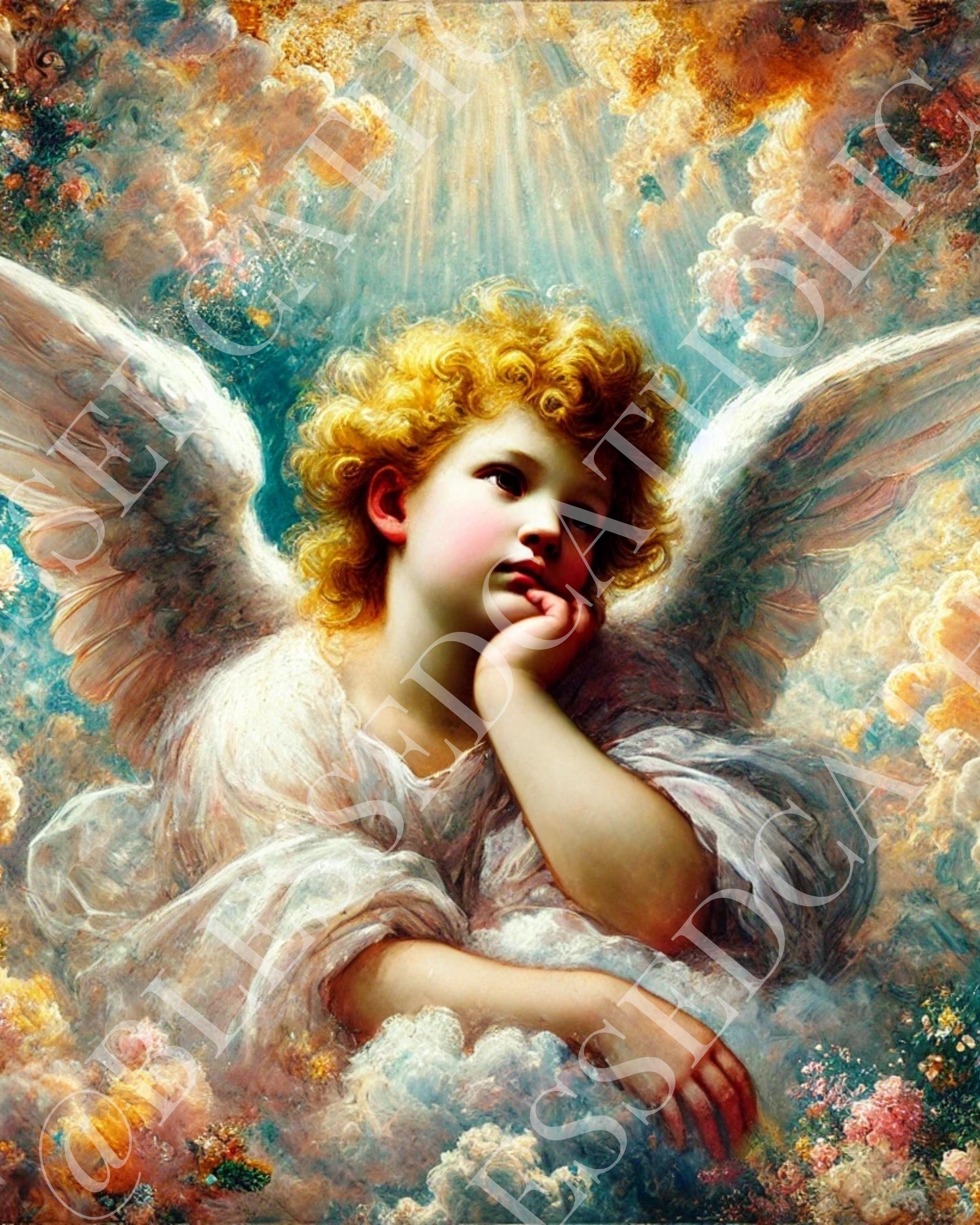 Raphael’s Thinking Angel Downloadable Image | Guardian Angels Printable Artwork | Catholic Royalty Free Artwork | Christian Digital Artwork
