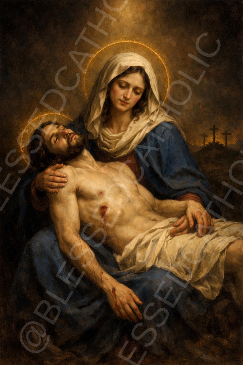 Catholic Inpired Graphics Pietà Catholic Printable Wall Art: Holy Week Good Friday Devotional ...