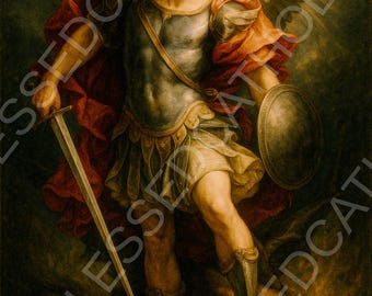 Saint Michael the Archangel | 1 of 8 in the Heavenly Defender Series | Catholic Digital Download | Spiritual Warfare Art | Printable Angel
