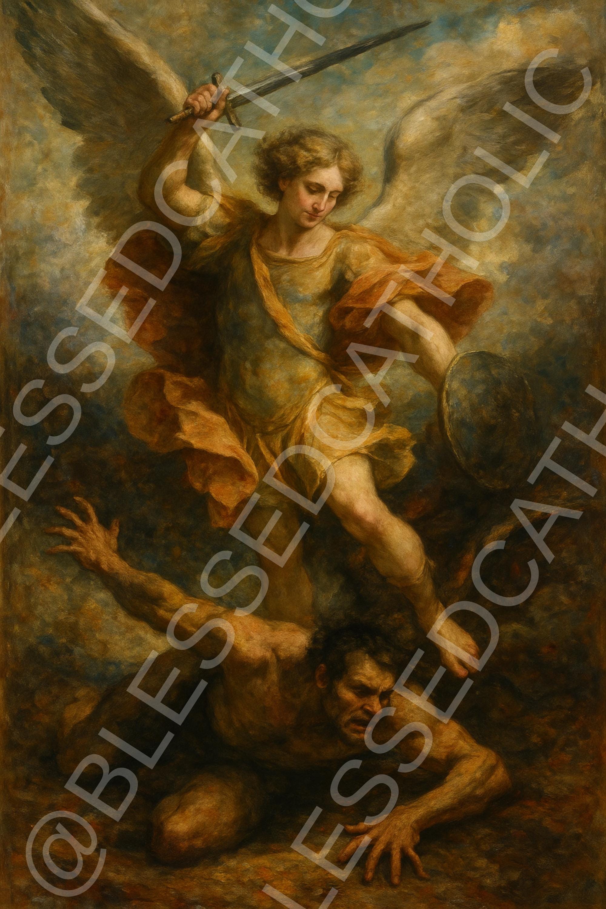 【276】＜大天使 ミカエルのハート lV＞【1点物】 ルシファーを倒す聖ミカエルの絵画：カトリック大天使像（デジタル