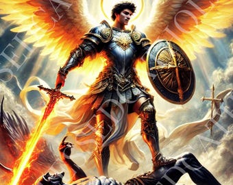 Saint Michael the Archangel Digital Downloadable Image | Defender of Faith | Guardian Angel PNG | Military Patron Saint Printable Art