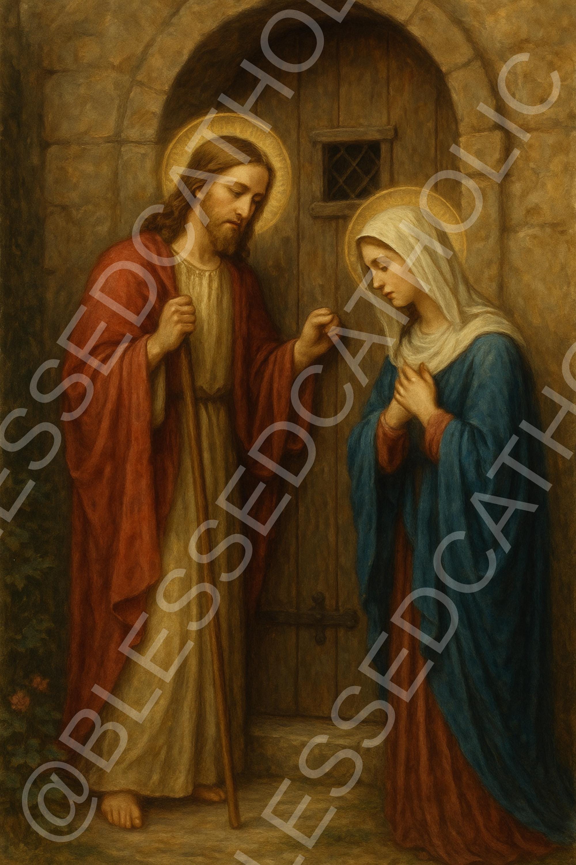Jesus and Mary Knocking at the Door: Traditional Catholic Artwork