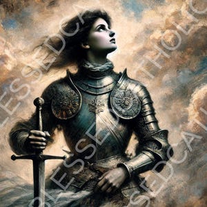 Jeanne d’Arc Digital Downloadable Image | Saint Joan of Arc Printable Artwork | Catholic Saint Royalty Free Artwork PNG High Resolution
