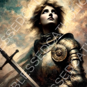Jeanne d’Arc Digital Downloadable Image | Saint Joan of Arc Printable Artwork | Catholic Saint Royalty Free Artwork PNG High Resolution