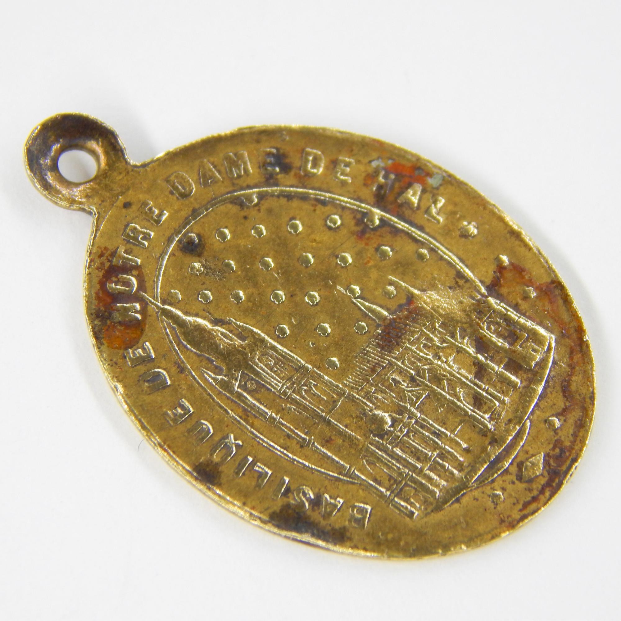 Antique French Bronze Virgin Mary Medal: Notre Dame De Hal Catholic ...