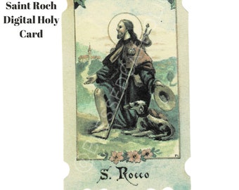 Antique Saint Roch Digital Download | Patron St for Dogs | St Rocco Images | Catholic Downloadable Picture | Catholic Shop | Catholic Items