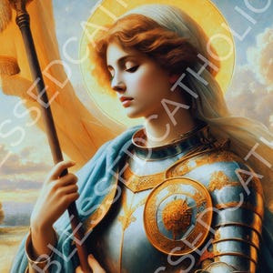 Saint Joan of Arc Digital Downloadable Image | Military Patron Saint Printable Artwork | Catholic Saint Royalty Free Artwork PNG High Res