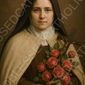 Saint Therese of Lisieux Art: Traditional Catholic Digital Artwork