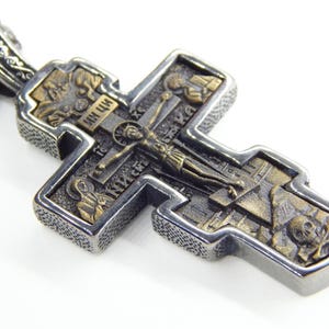 Memento Mori Crucifix Necklace: Vintage Style Christian Orthodox Cross, Byzantine Jewelry