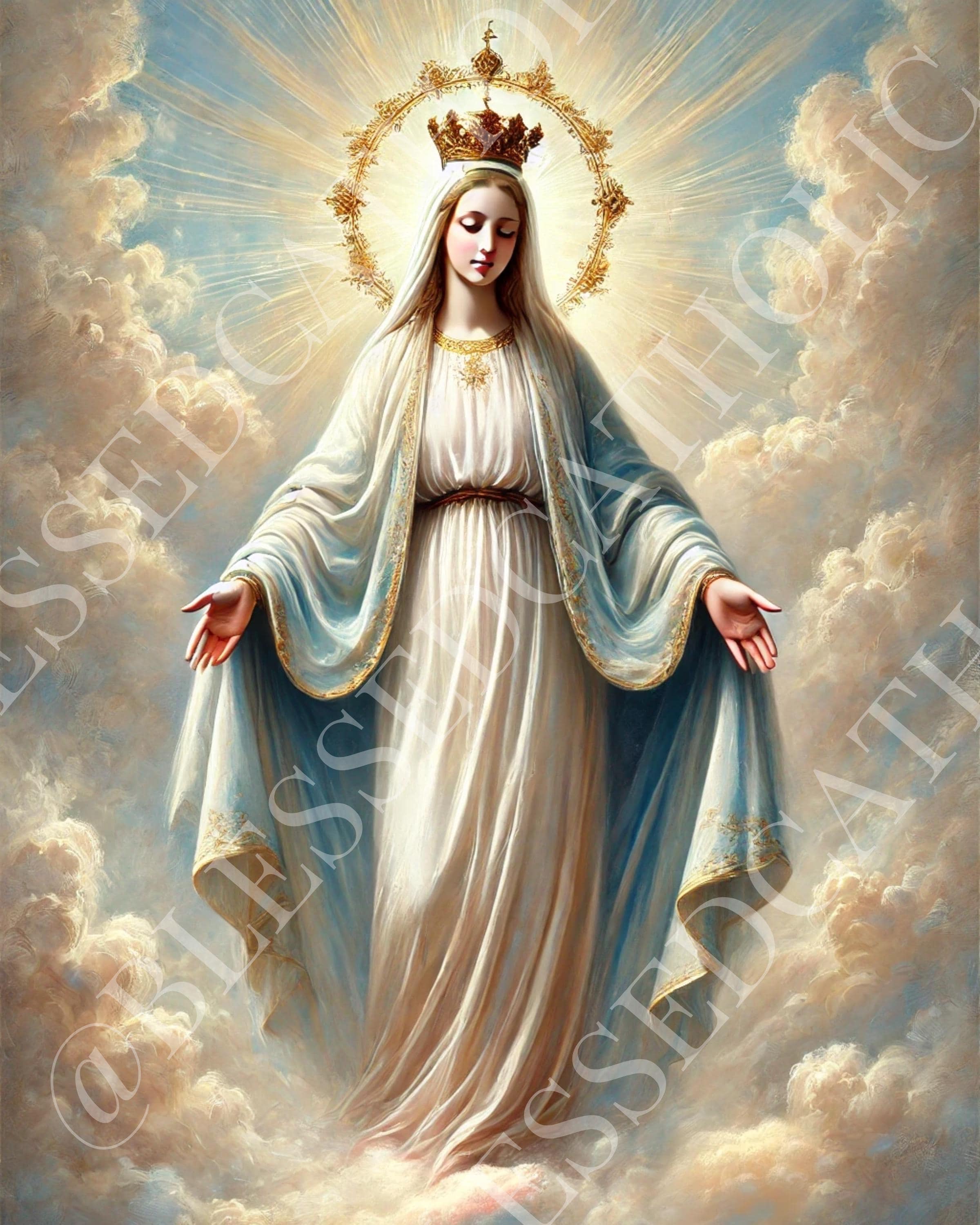 Our Lady of Grace Digital Downloadable Catholic Pictures | Virgin Mary Printable Artwork | Catholic Mother of God Royalty Free Artwork