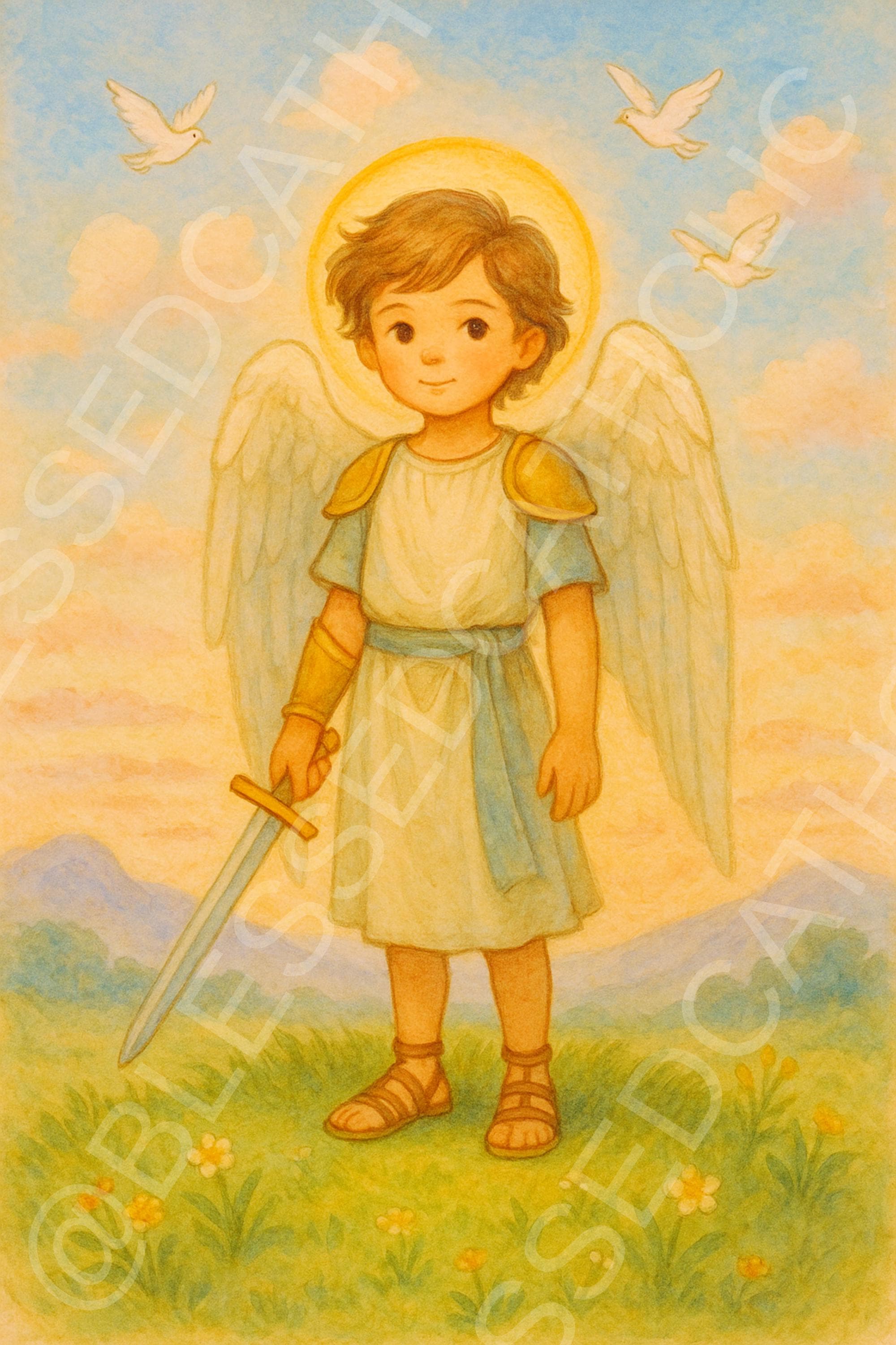 Little Saint Michael the Archangel Nursery Art: Little Saints, Big