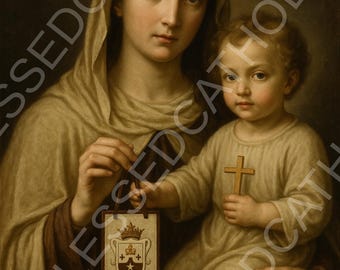Our Lady of Mount Carmel Digital Download | Catholic Portrait Art | Vintage Marian Image | Scapular Devotion Print | Divine Glance Series