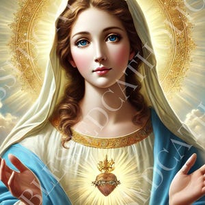 Our Lady of the Sacred Heart Art Print - Catholic Digital Image (Bundle of 3)