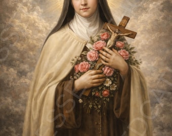 Saint Thérèse of Lisieux Printable Wall Art: Little Flower Catholic Digital Artwork