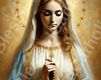 Nostra Signora del Rosario Arte: Vergine Maria cattolica stampabile (download digitale)