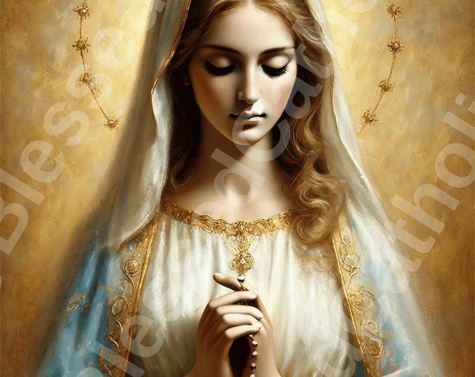 Our Lady of the Rosary Art: Catholic Virgin Mary Printable (digital ...