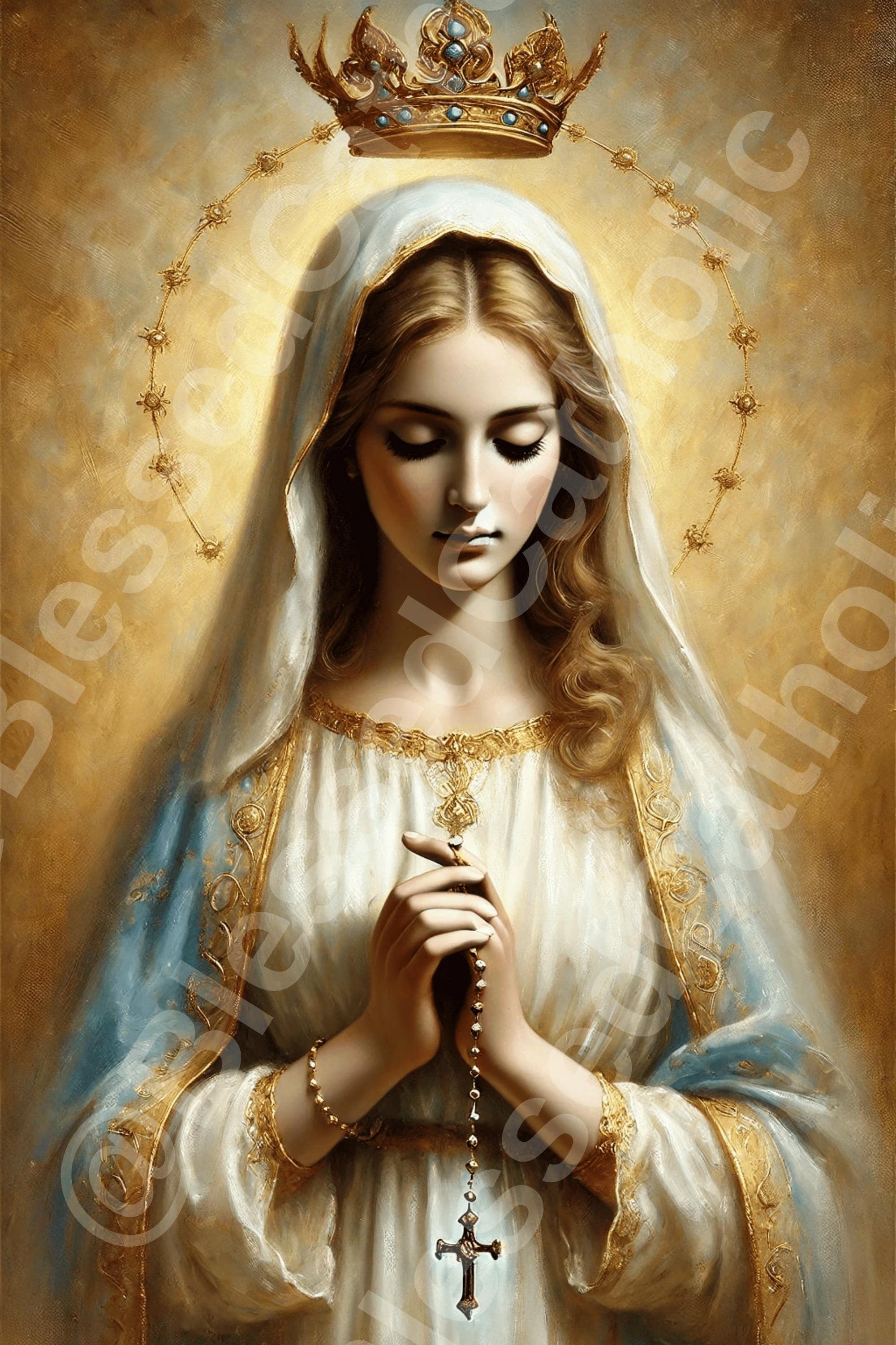 Our Lady of the Rosary Art: Catholic Virgin Mary Printable (digital ...