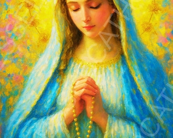 Arte stampabile della Madonna del Rosario: devozionale mariano cattolico (download digitale)