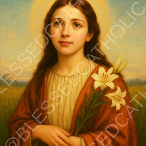 Saint Maria Goretti Art: Catholic Youth Saint Portrait (Digital Download PNG File)