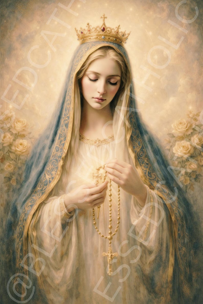 Our Lady of the Rosary Art: Catholic Catholic Marian Image Printable ...