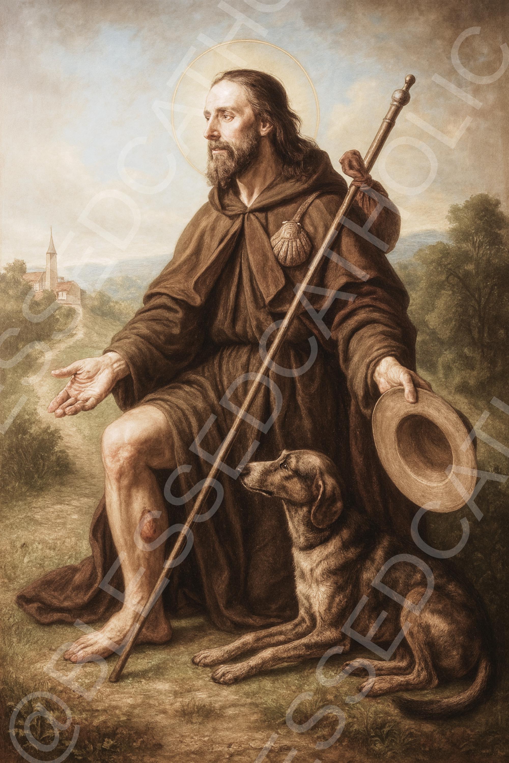 Saint Roch Print | Catholic Art, Patron Saint of Dogs & Hunting ...