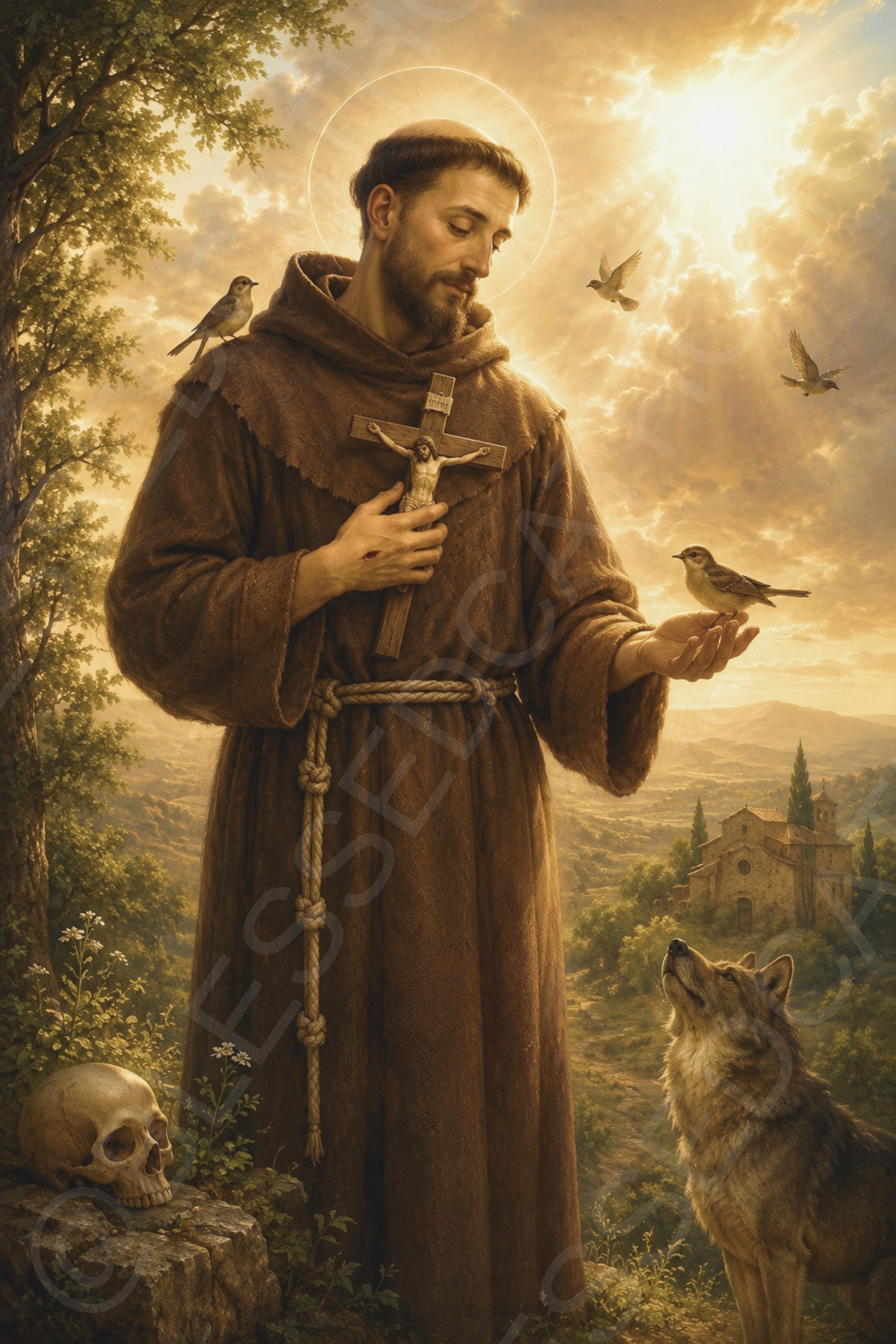 Saint Francis of Assisi Catholic Art: Patron Saint Animals (digital ...