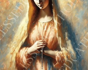 Nostra Signora del Rosario Arte: Vergine Maria cattolica stampabile (download digitale)