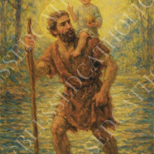 Saint Christopher Digitaler Download | Katholische Wandkunst | Druckbare Heiligen Kunst | Schutzpatron der Reisenden | Gesegneter Katholischer Exklusiver