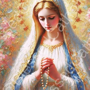 Our Lady of the Rosary Art: Catholic Virgin Mary Printable (digital ...