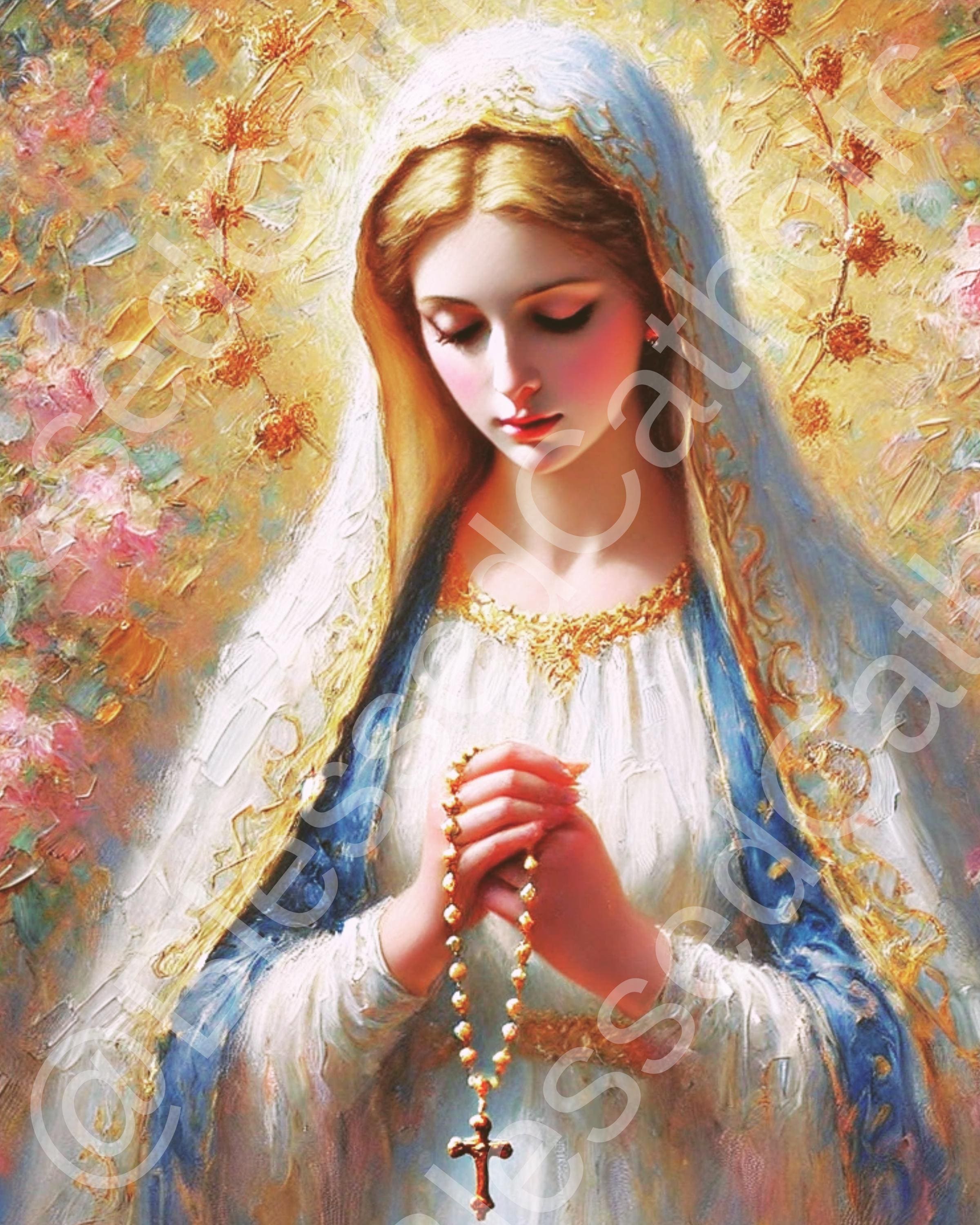 Our Lady of the Rosary Art: Catholic Virgin Mary Printable (digital ...