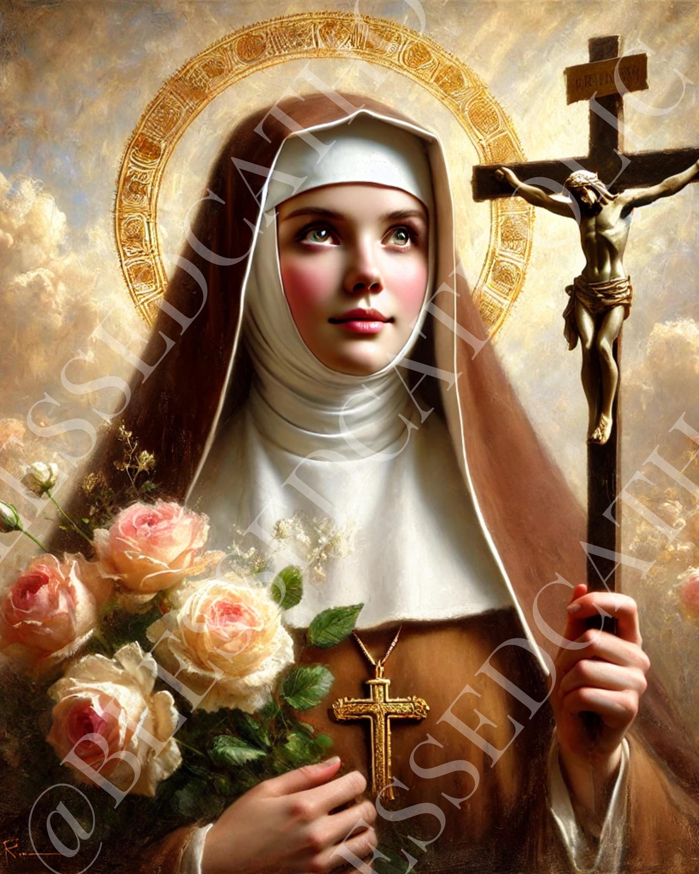 Saint Therese Digital Downloadable Art | Patron Saint Printable Artwork | Missionary Patron Saint Digital Artwork | Child of Jesus PNG