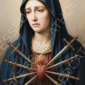 Our Lady of Sorrows Art: Catholic Mater Dolorosa, Sorrowful Mother Artwork (Digital Download)