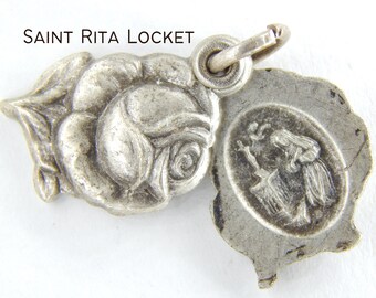 Vintage Saint Rita - Saint Anthony Catholic Locket Medal | Saints for Moms Sacramental Charms | Catholic Mothers Day | Catholic Jewelry - 11