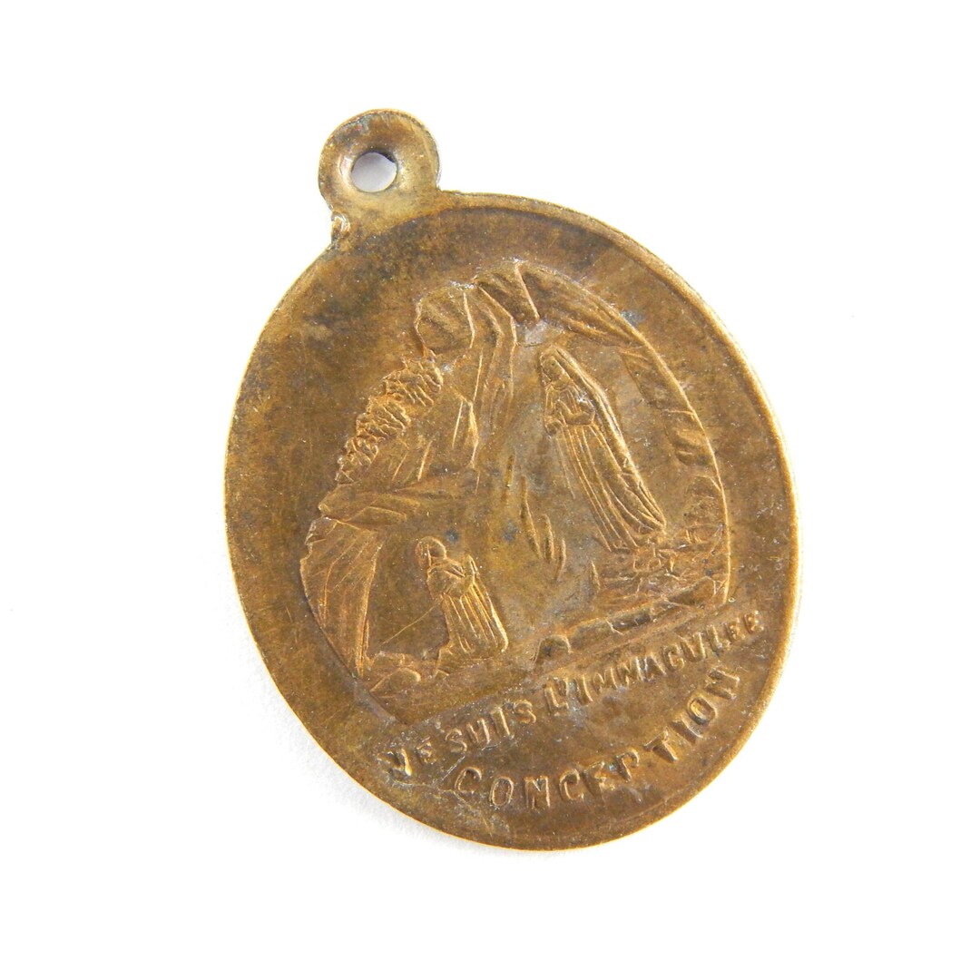 Antique Our Lady of Lourdes Catholic Medal French Religious - Etsy
