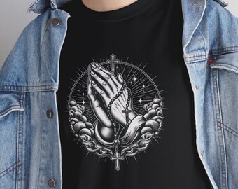 Beten das Rosenkranz-Grafik-T-Shirt | Katholische Tshirts für Männer und Frauen | Jesus Christus Kleidung | Katholisches Bekleidungsgeschäft