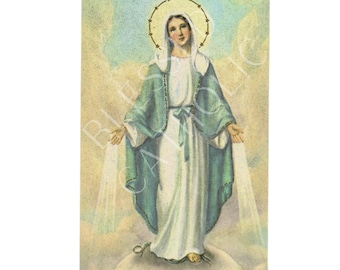 Vintage Immaculate Conception Catholic Holy Card Digital Download | Immaculate Conception Images | Miraculous Medal Downloadable Picture