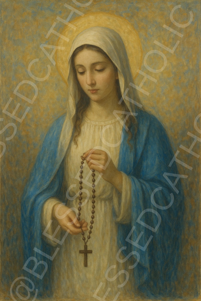 Our Lady of the Rosary Art: Catholic Virgin Mary Printable Devotional ...
