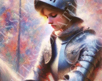 Konst av den heliga Jeanne d'Arc: Katolsk digital utskrivbar konst, direkt nedladdning