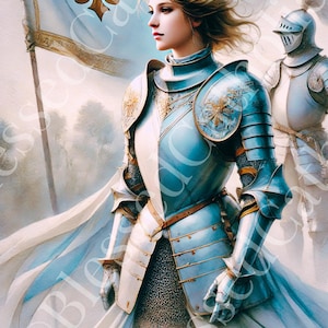 Saint Joan of Arc Digital Downloadable Image | Military Patron Saint Printable Artwork | Catholic Saint Royalty Free Artwork PNG High Res