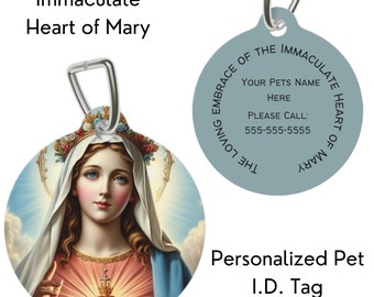 Unbeflecktes Herz Mariens Katholische Haustiermarke | Personalisierte Haustier-Halsband-Anhänger