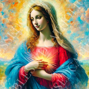 Virgin Mary Mother of God Digital Downloadable Catholic Pictures | Virgin Mary Printable Artwork | Catholic Saints Royalty Free Artwork