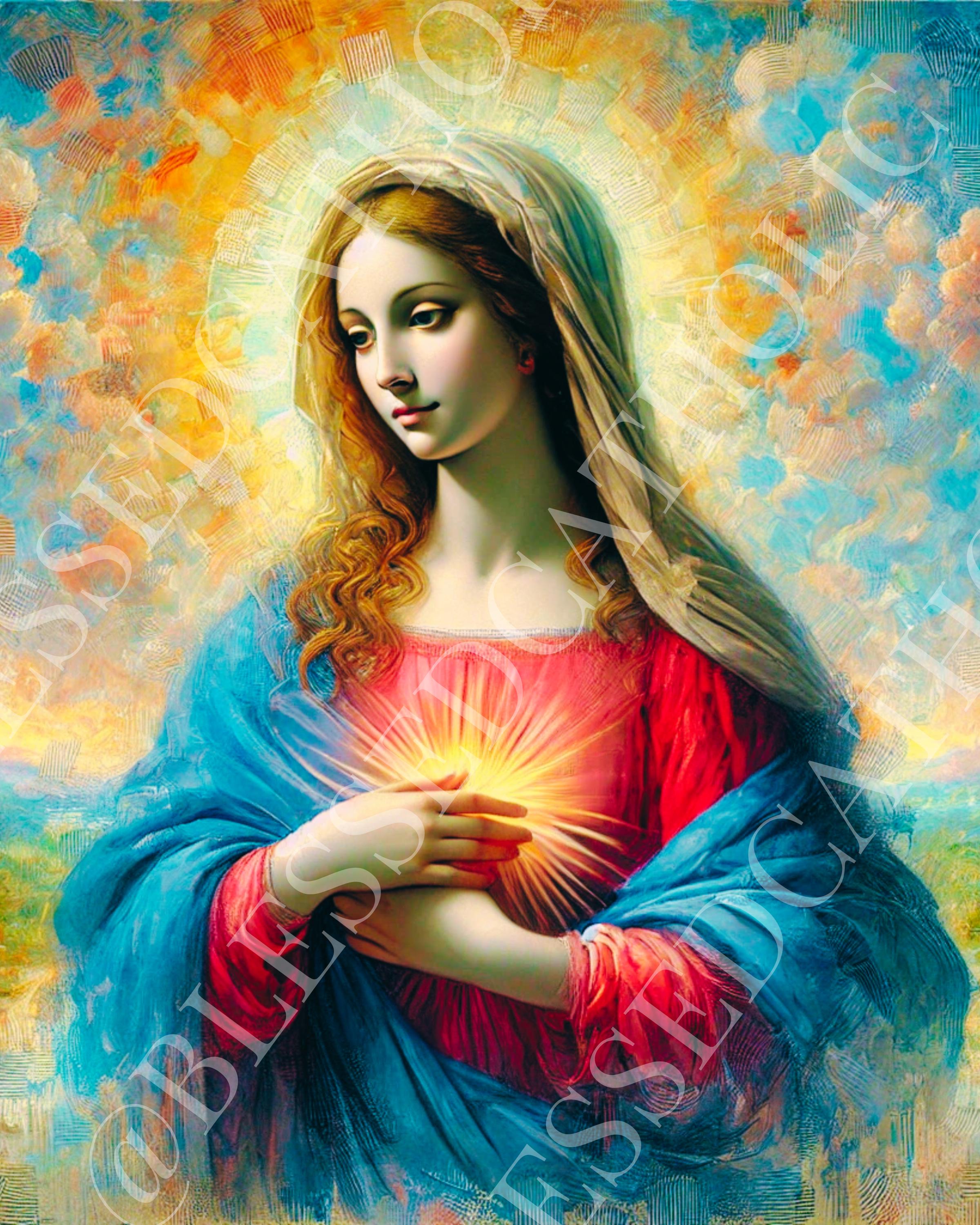 Virgin Mary Mother of God Digital Downloadable Catholic Pictures | Virgin Mary Printable Artwork | Catholic Saints Royalty Free Artwork