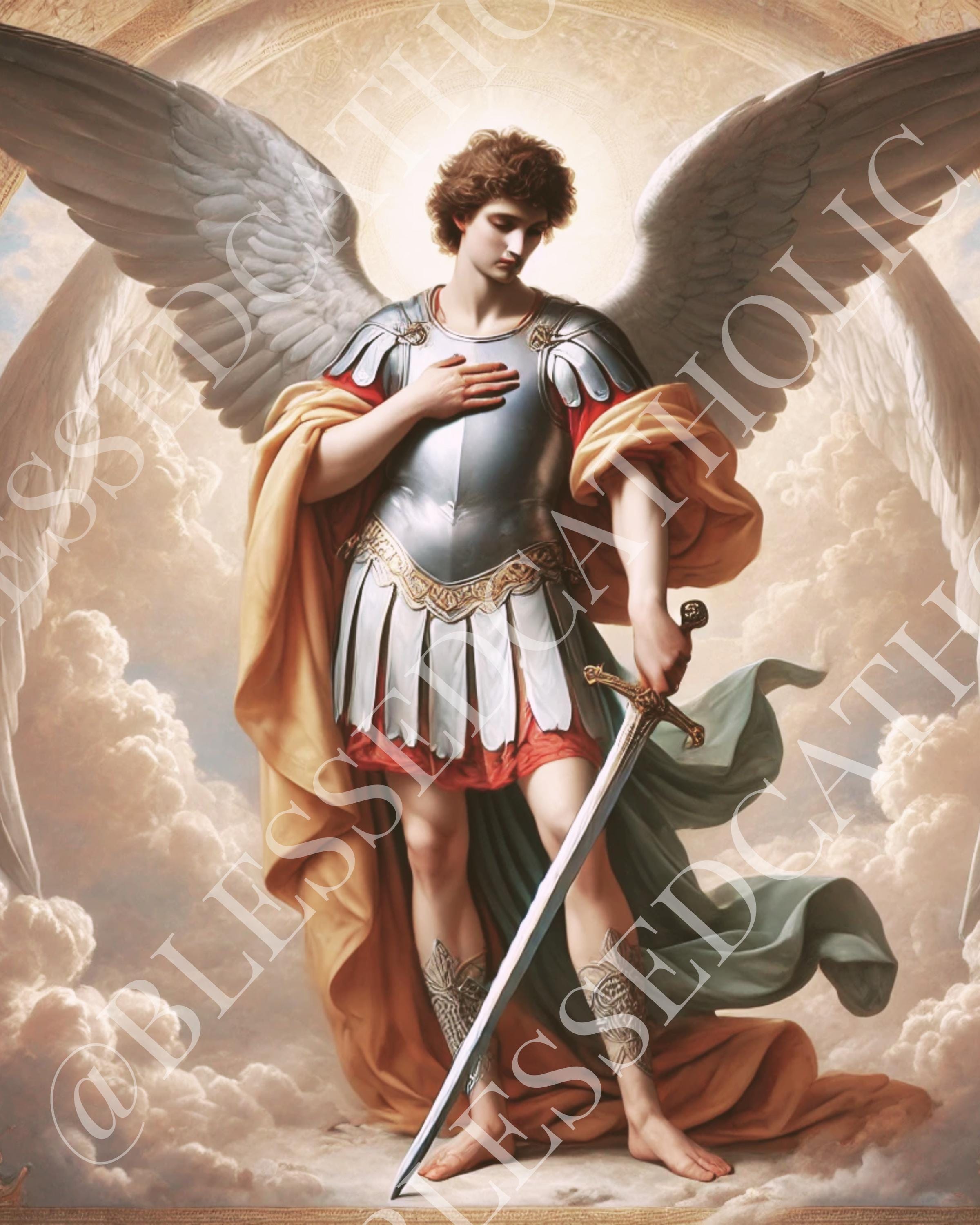 聖ミカエル大天使像：カトリックの守護聖人のアートワーク（デジタル