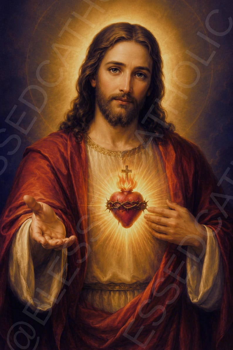 Mercy Expression Sacred Heart of Jesus Wall Art: Divine Mercy Printable Image (digital ...
