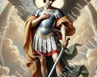 聖ミカエル大天使像：カトリックの守護聖人のアートワーク（デジタル
